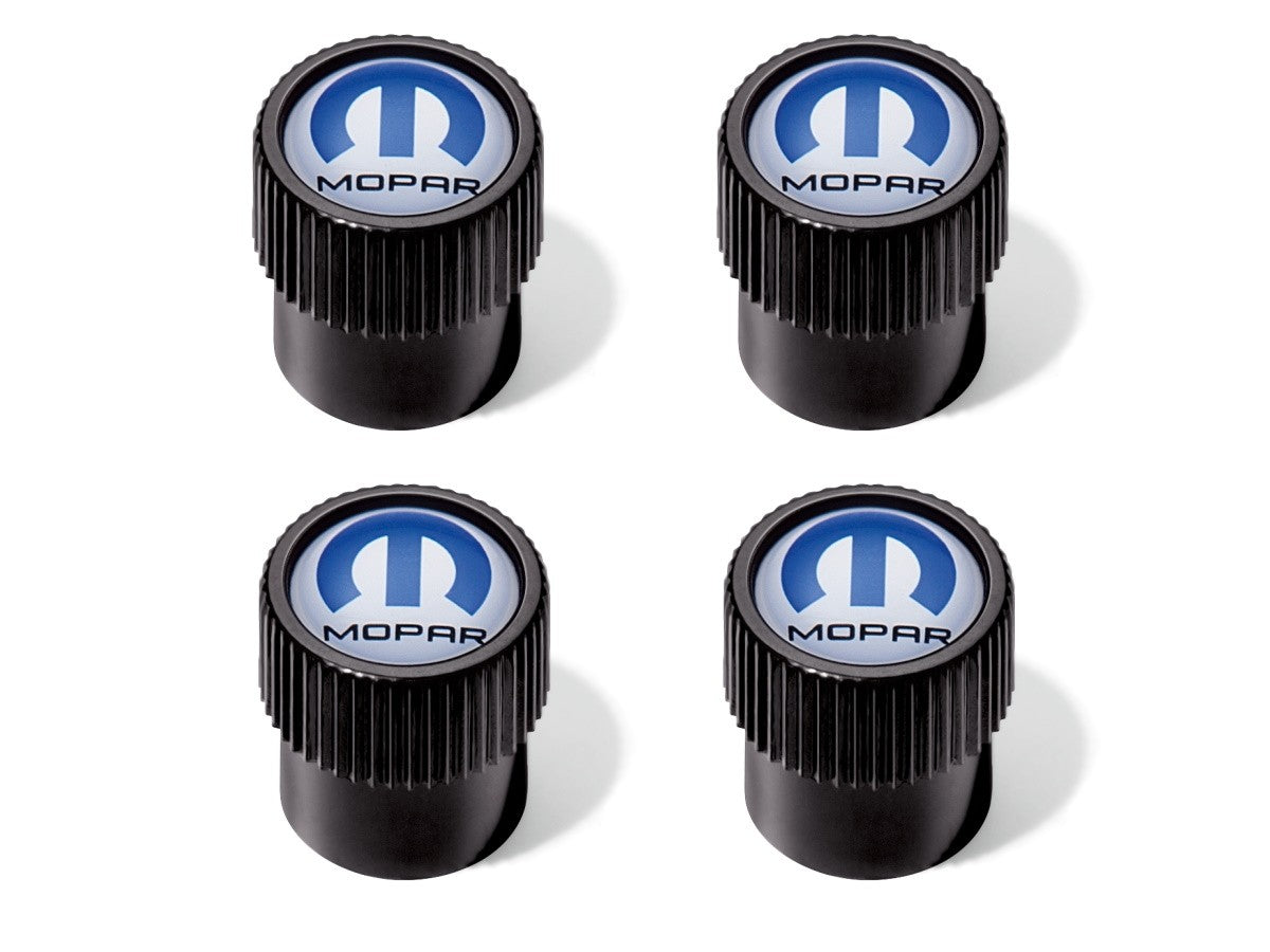 Mopar Brand Logo Valve Stem Caps - Blue Logo