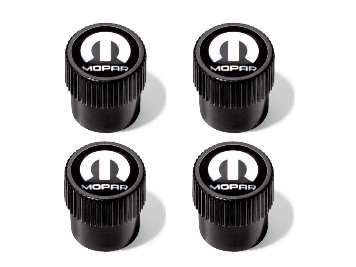 Mopar Brand Logo Valve Stem Caps - Silver Logo