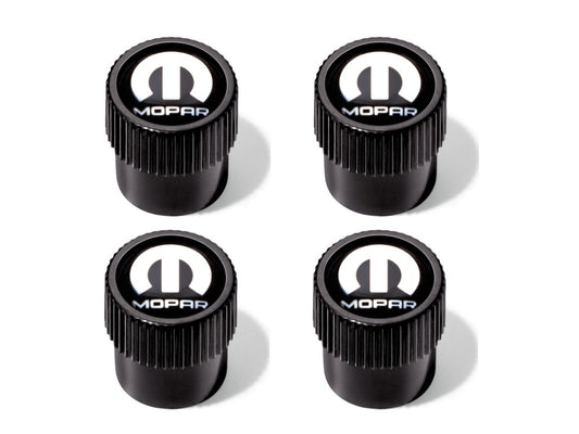 Mopar Brand Logo Valve Stem Caps - Silver Logo