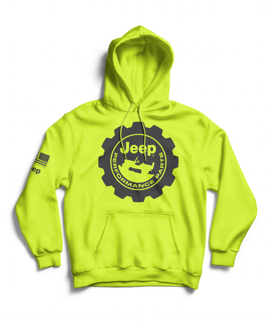 High Vis Yellow Jeep Performance Parts Hoodie