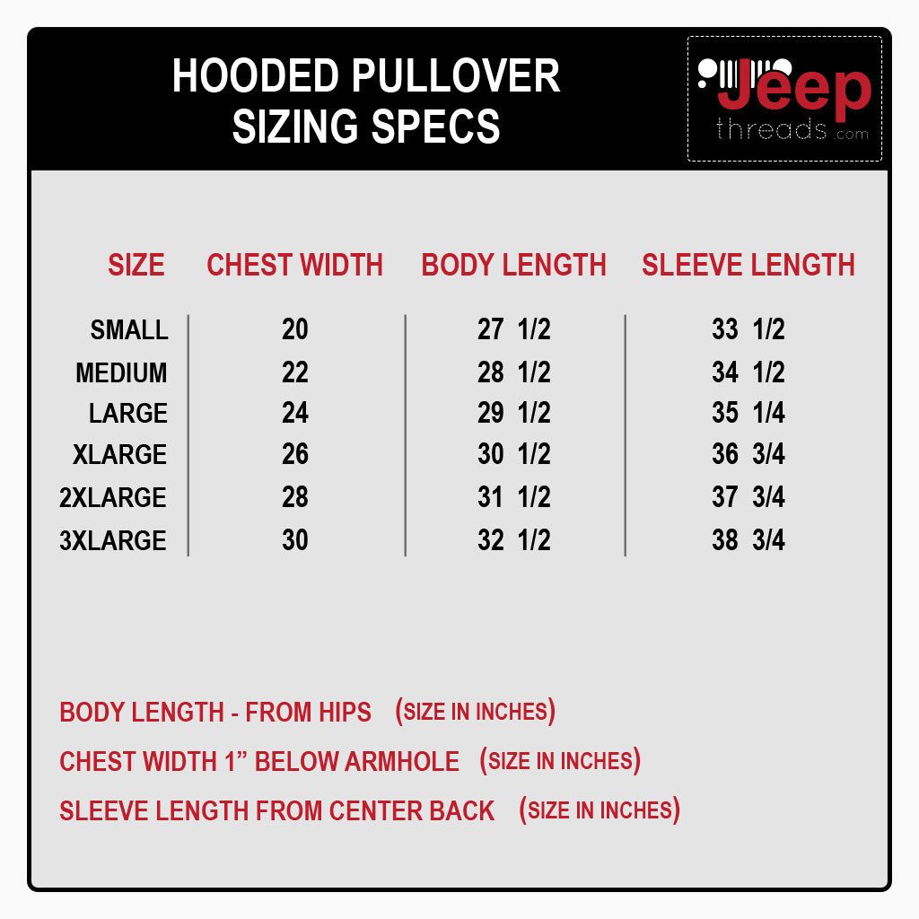 Jeep Threads Sizing Chart - Hoodies