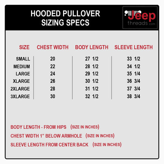 Jeep Threads Sizing Chart - Hoodies